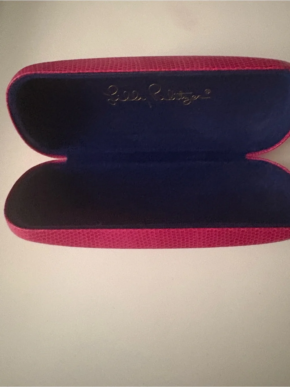 Lilly Pulitzer Fuchsia Hard Eyeglass Case with Gold Logo